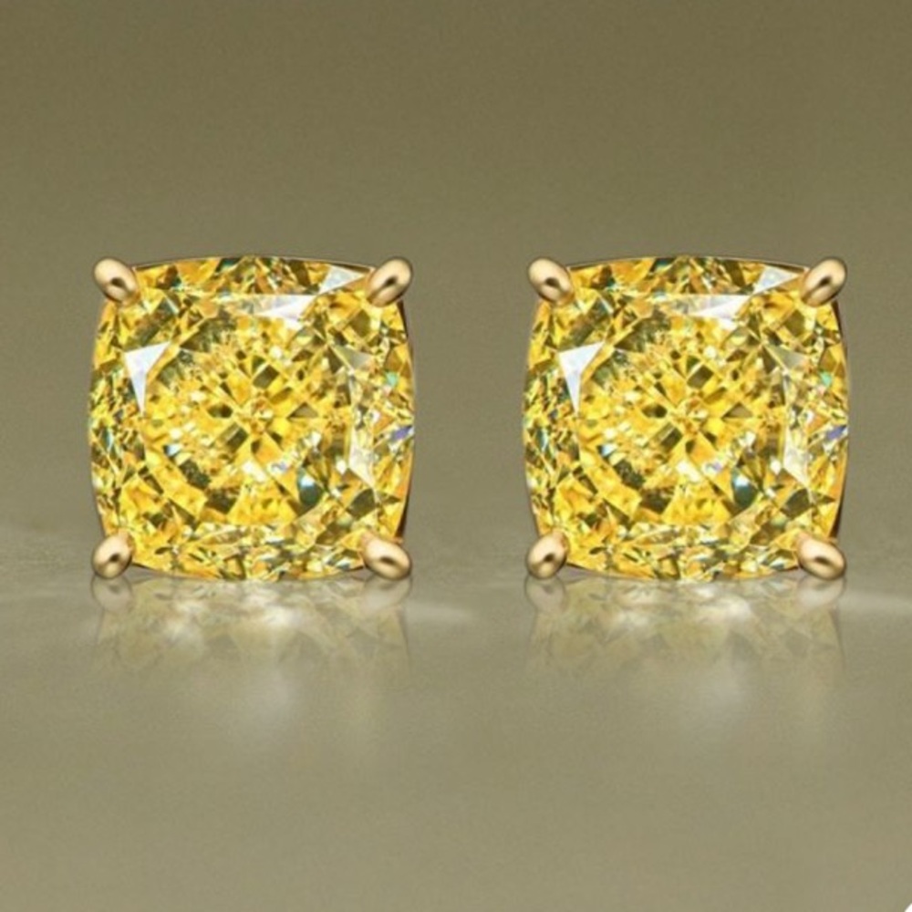 Yellow Sapphire & 9.25 Sterling Silver Stud Earrings